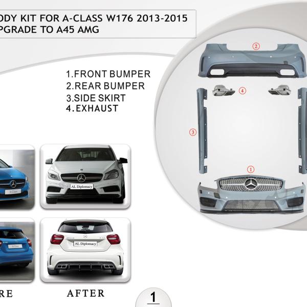 A.1 BODYKIT FOR A CLASS W176 2013-2015 UPGRADE TO A45 AMG