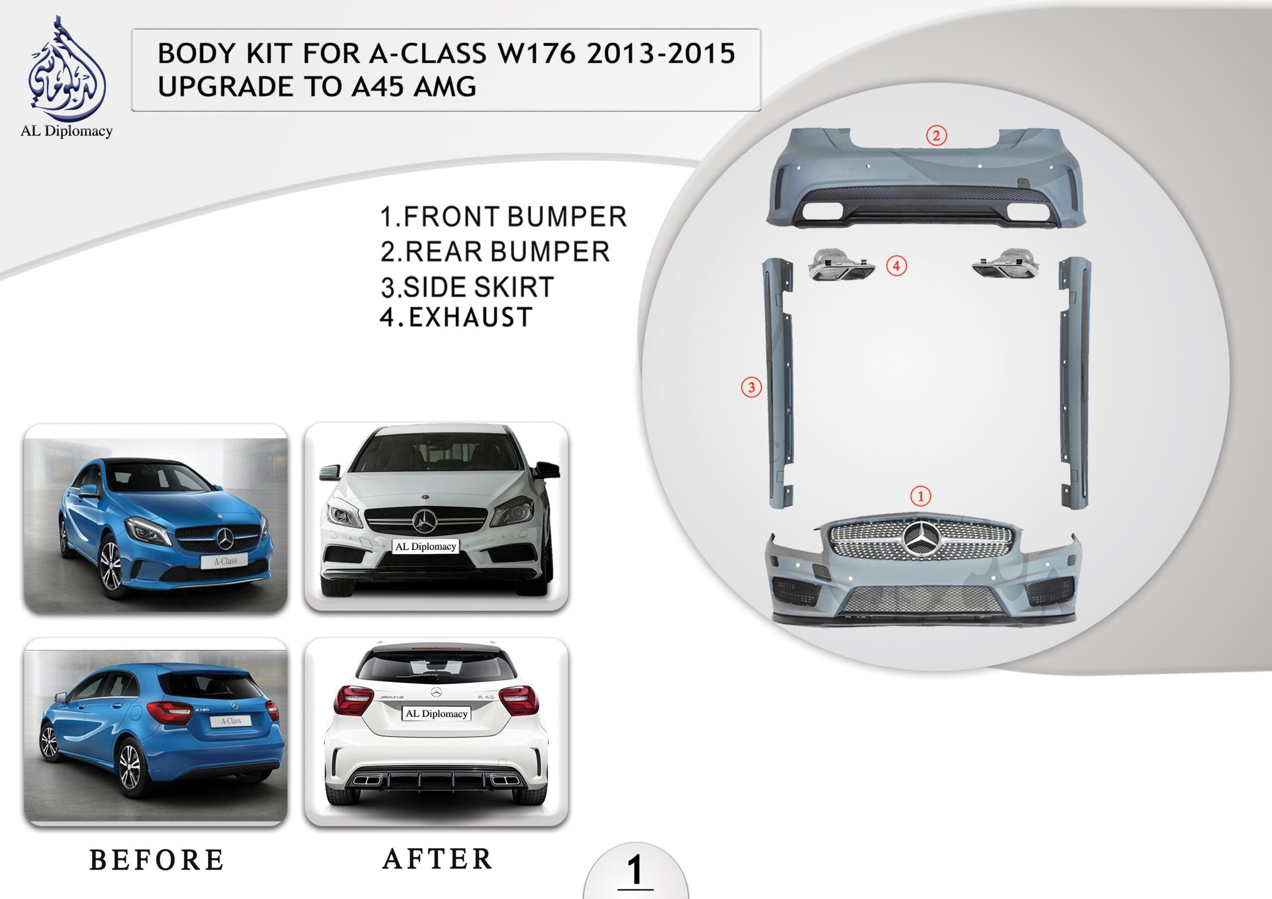 A.1 BODYKIT FOR A CLASS W176 2013-2015 UPGRADE TO A45 AMG