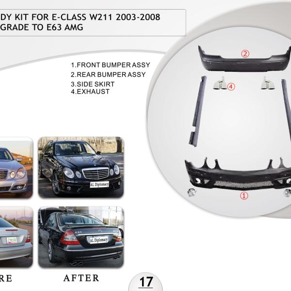 B.17 BODYKIT FOR E CLASS W211 2003-2008 UPGRADE TO E63 AMG