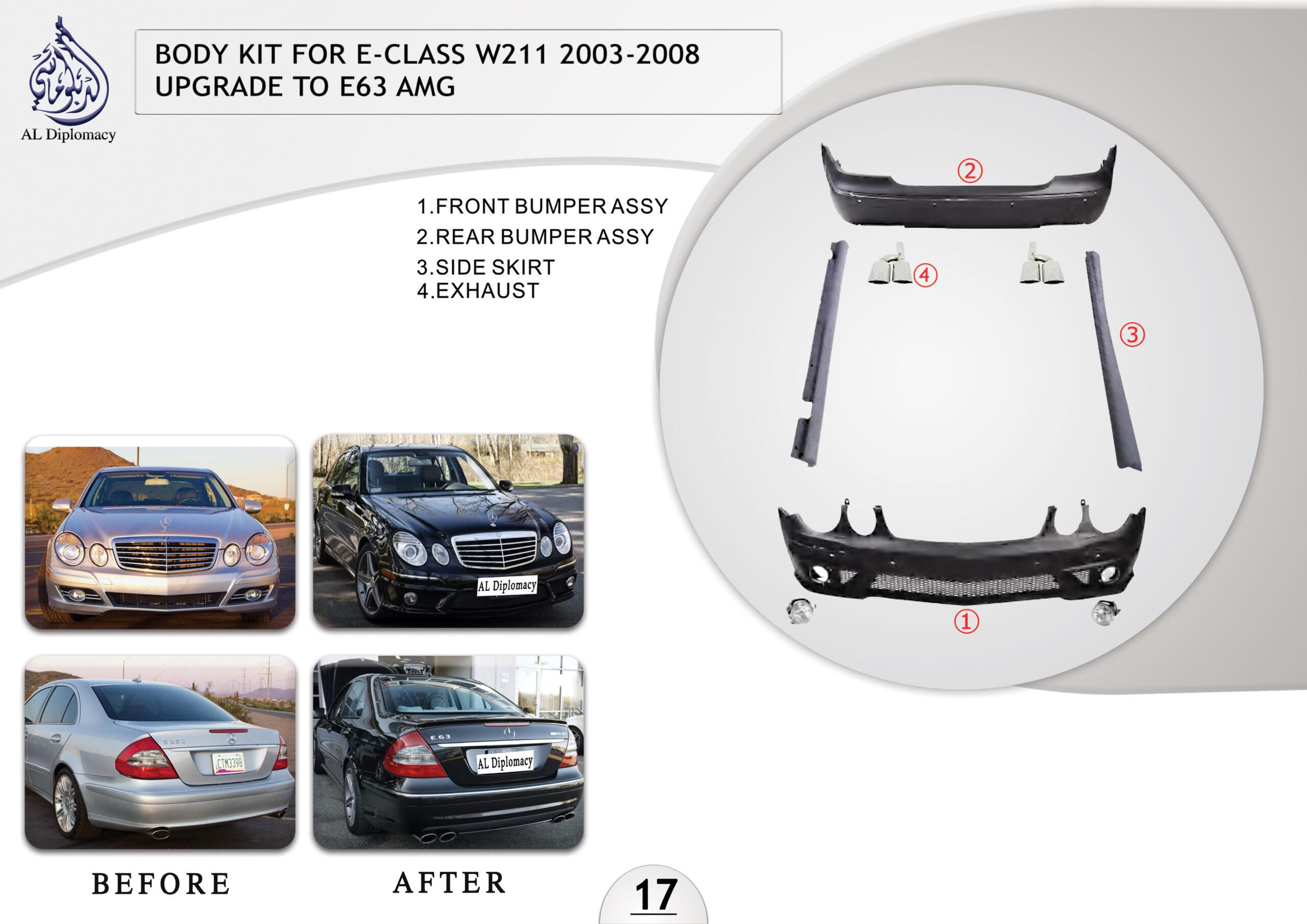B.17 BODYKIT FOR E CLASS W211 2003-2008 UPGRADE TO E63 AMG