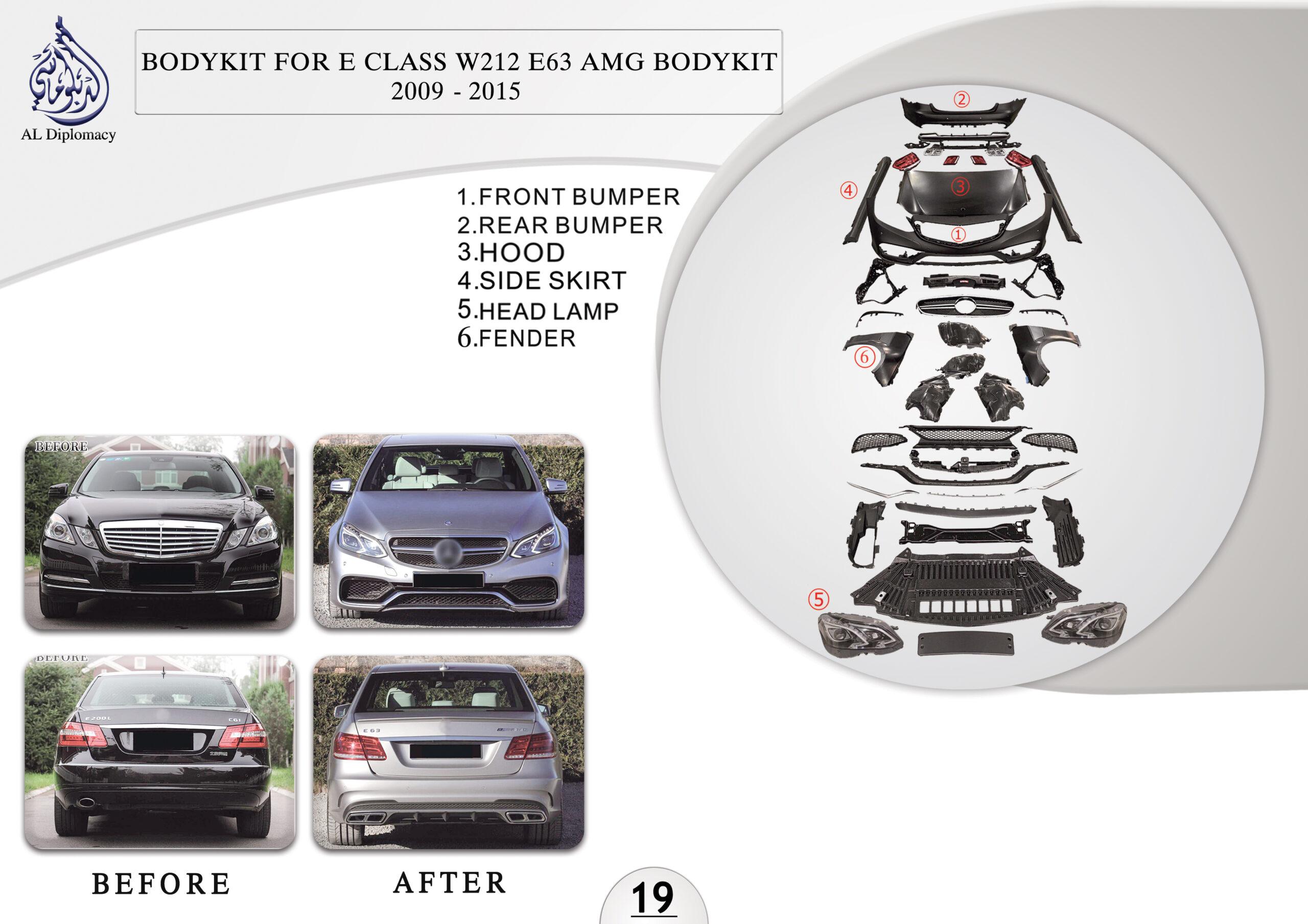 B.19 BODYKIT FOR E CLASS W212 E63 AMG bodykit 2009 2015