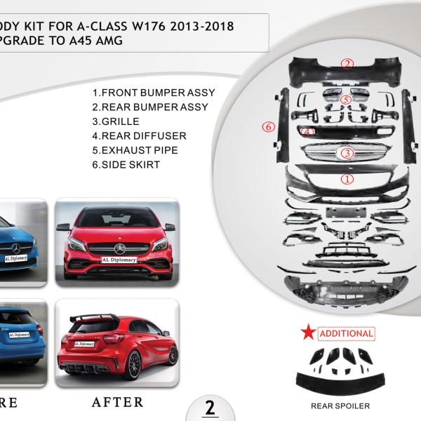 A.2 BODYKIT KIT FOR A CLASS W176 2013-2018 UPGRADE TO A45 AMG