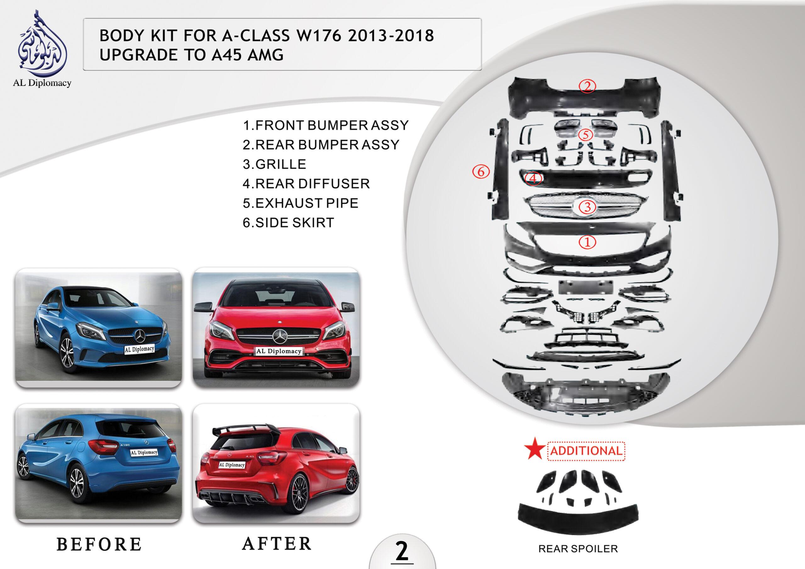 A.2 BODYKIT KIT FOR A CLASS W176 2013-2018 UPGRADE TO A45 AMG