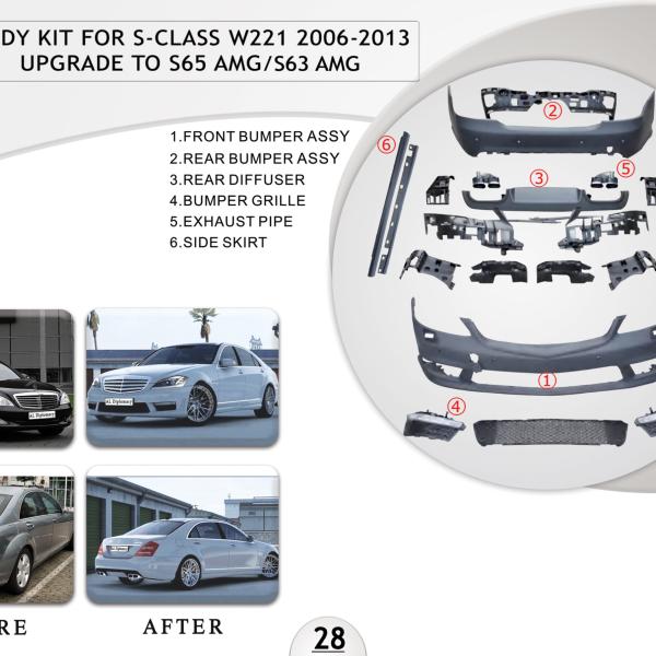 B.28 BODYKIT FOR S CLASS W221 2006-2013 UPGRADE TO S65 AMG S63 AMG