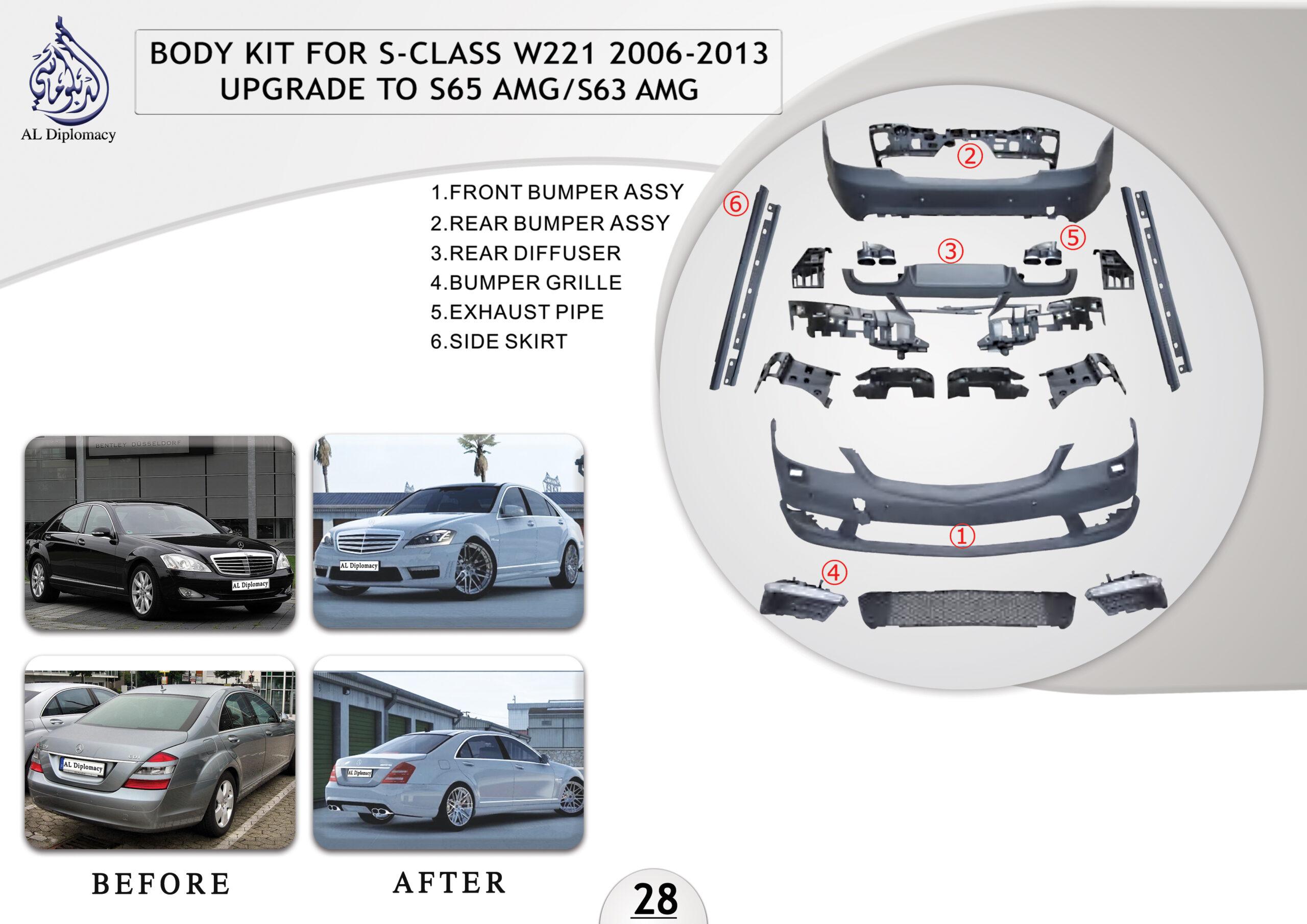B.28 BODYKIT FOR S CLASS W221 2006-2013 UPGRADE TO S65 AMG S63 AMG