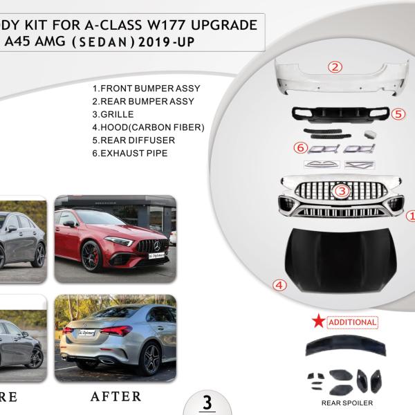 A.3 BODYKIT FOR A CLASS W177 UPGRADE TO A45 AMG SEDAN 2019 UP