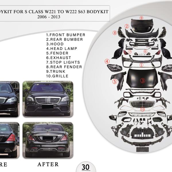 B.30 BODYKIT FOR S CLASS W221 TO W222 S63 BODYKIT 2006-2013