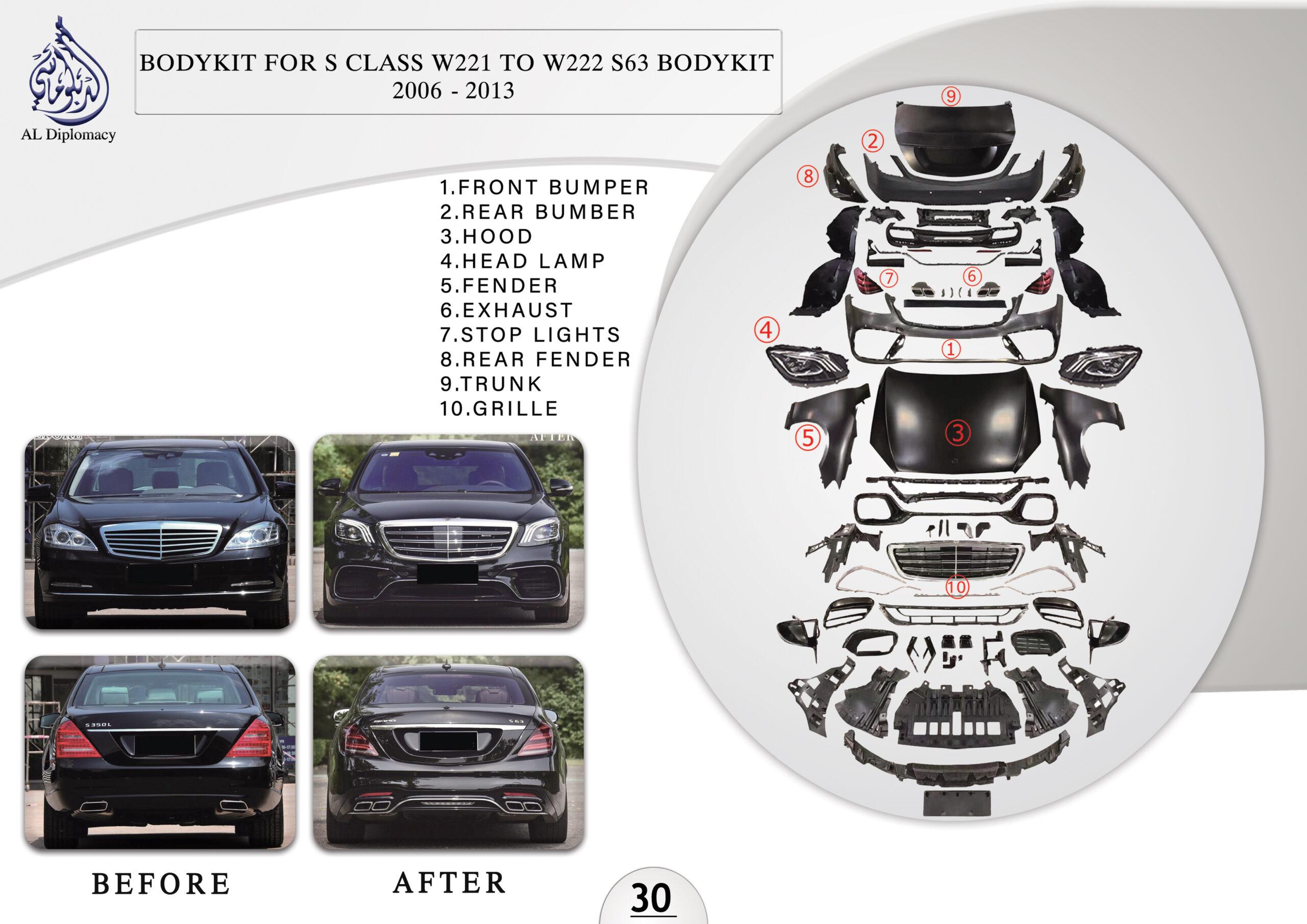 B.30 BODYKIT FOR S CLASS W221 TO W222 S63 BODYKIT 2006-2013