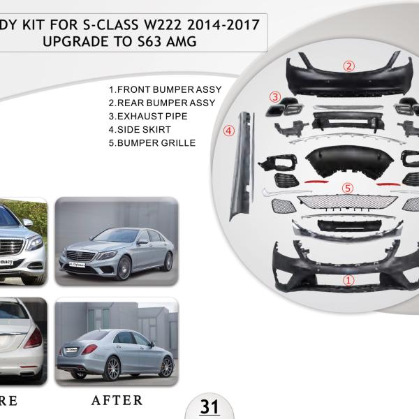 B.31 BODYKIT FOR S CLASS W222 2014-2017 UPGRADE TO S63 AMG