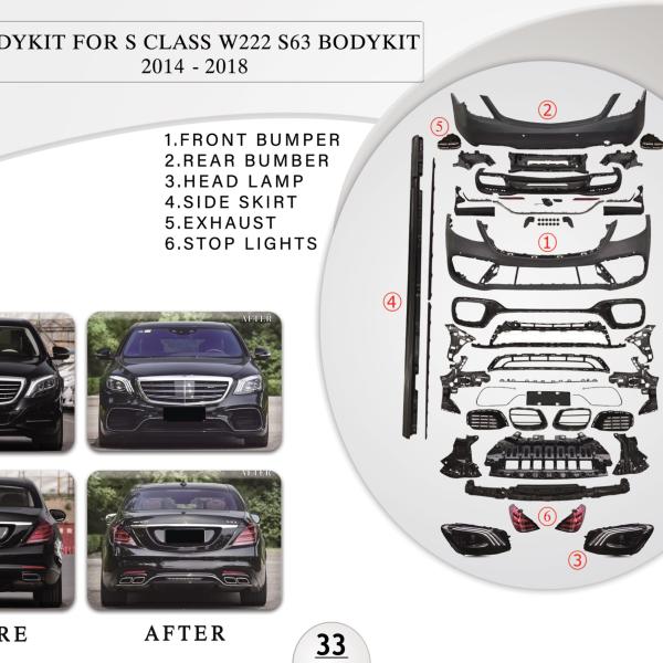 B.33 BODYKIT FOR S CLASS W222 S63 BODYKIT 2014-2018