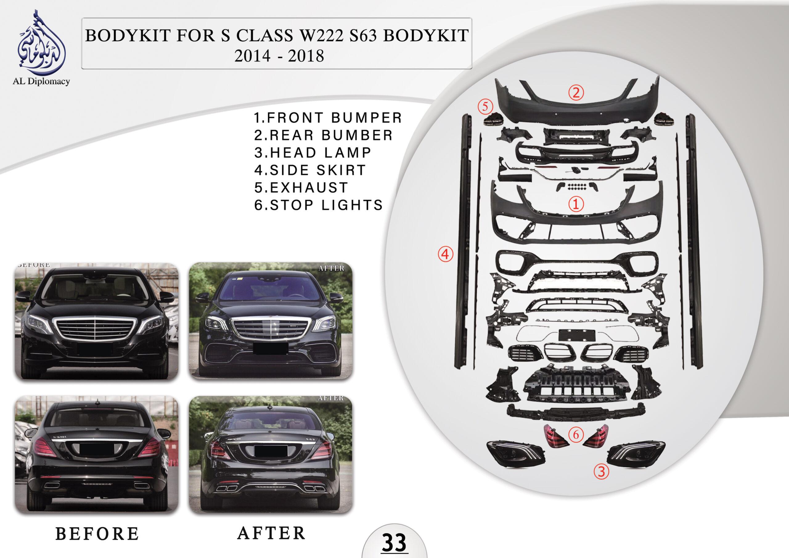 B.33 BODYKIT FOR S CLASS W222 S63 BODYKIT 2014-2018