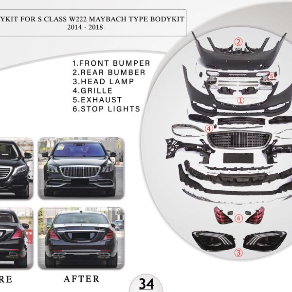 B.34 BODYKIT FOR S CLASS W222 MAYBACH TYPE BODYKIT 2014-2018