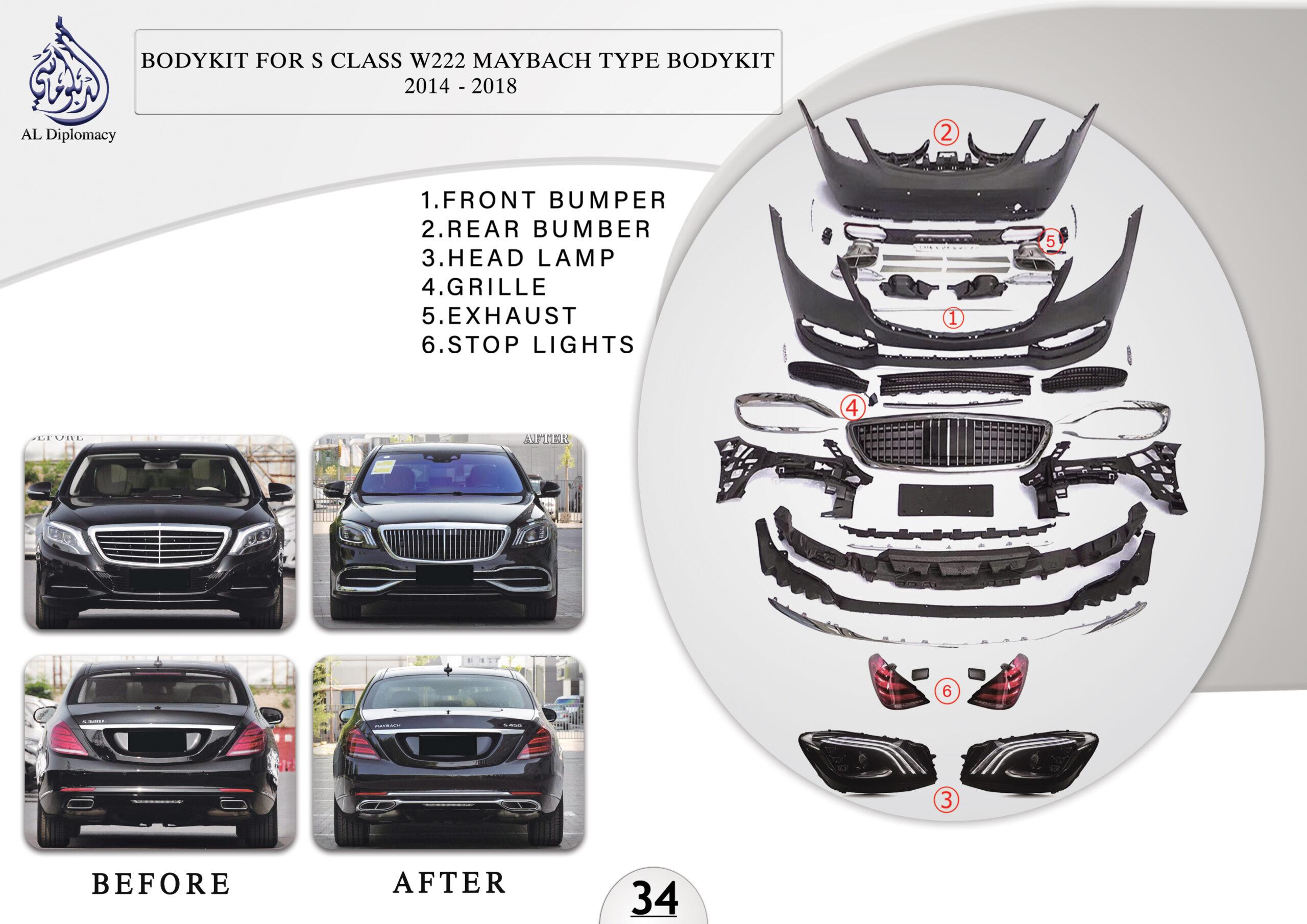 B.34 BODYKIT FOR S CLASS W222 MAYBACH TYPE BODYKIT 2014-2018