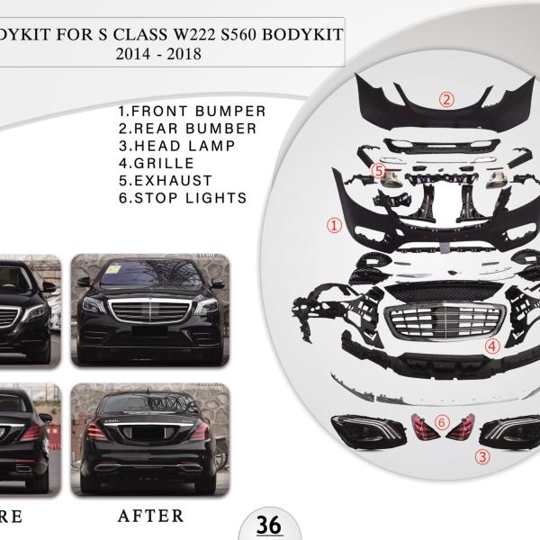 B.36 BODYKIT FOR S CLASS W222 S560 BODYKIT 2014-2018
