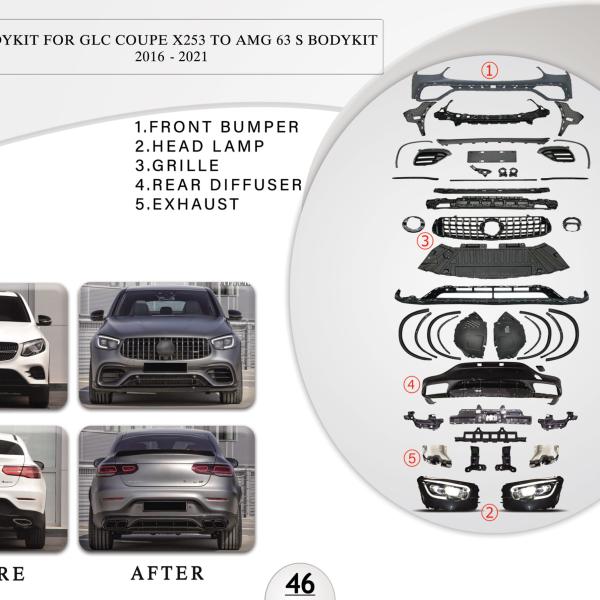 B.46 BODYKIT FOR GLC COUPE X253 TO AMG 63 S BODYKIT 2016-2021