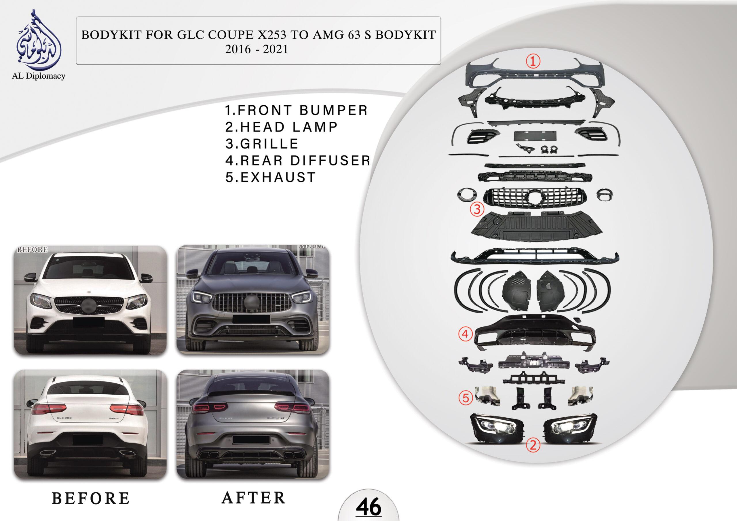 B.46 BODYKIT FOR GLC COUPE X253 TO AMG 63 S BODYKIT 2016-2021