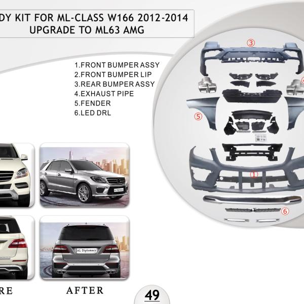 B.49 BODYKIT FOR ML CLASS W166 2012-2014 UPGRADE TO ML63 AMG