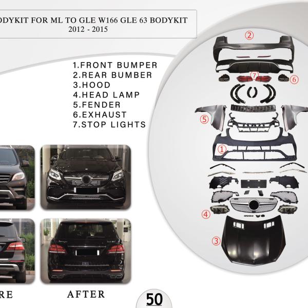B.50 BODYKIT FOR ML TO GLE W166 GLE 63 BODYKIT 2012-2015