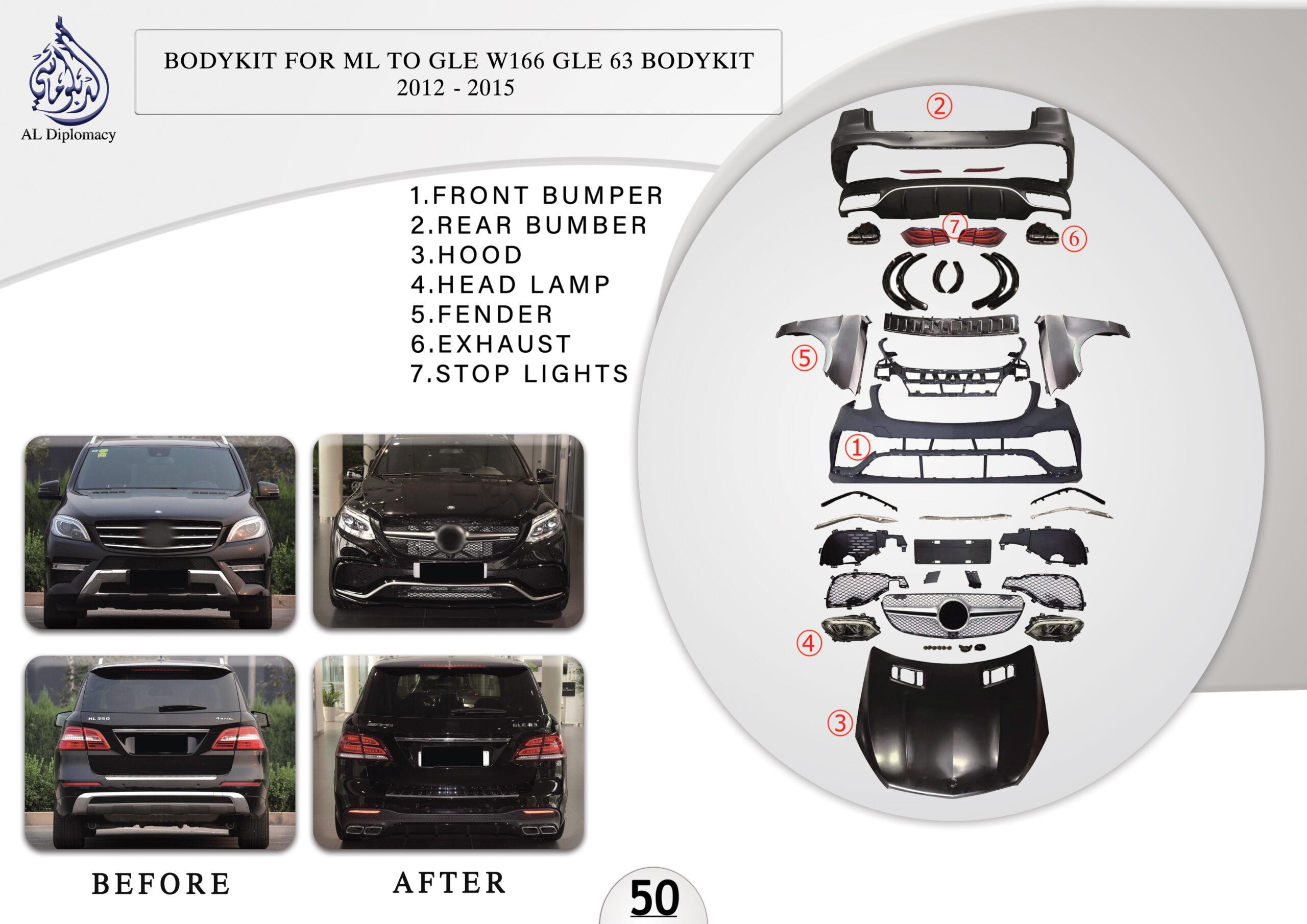 B.50 BODYKIT FOR ML TO GLE W166 GLE 63 BODYKIT 2012-2015