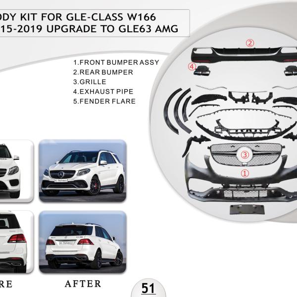 B.51 BODYKIT FOR GLE CLASS W166 2015-2019 UPGRADE TO GLE 63 AMG