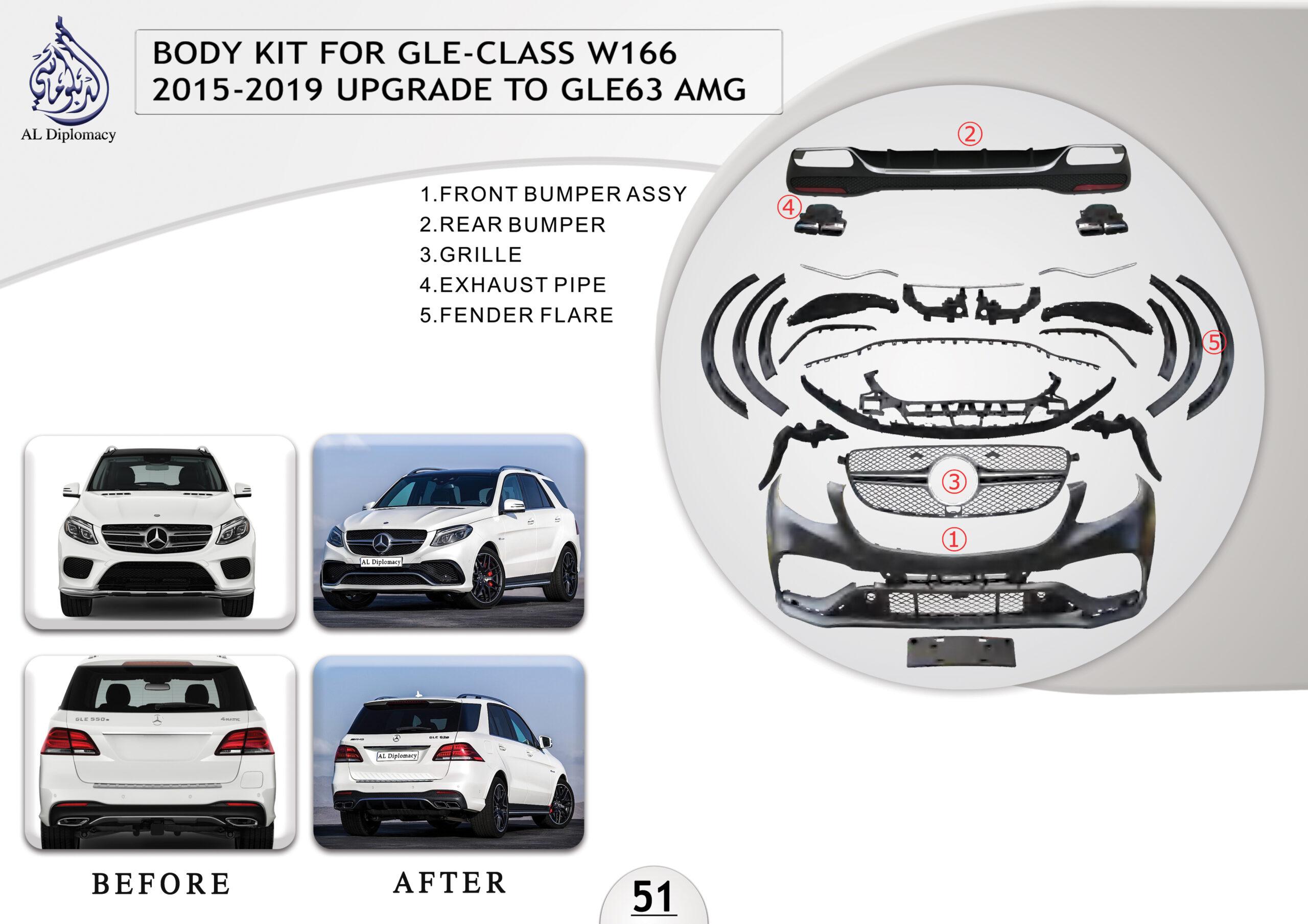 B.51 BODYKIT FOR GLE CLASS W166 2015-2019 UPGRADE TO GLE 63 AMG