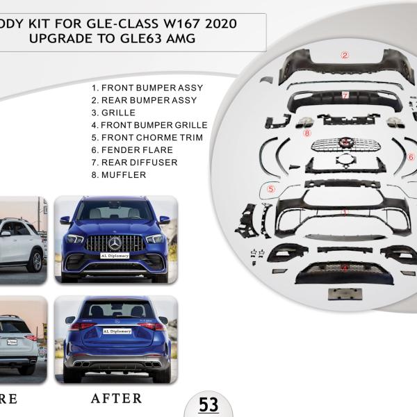 B.53 BODYKIT FOR GLE CLASS W167 2020 UPGRADE TO GLE 63 AMG