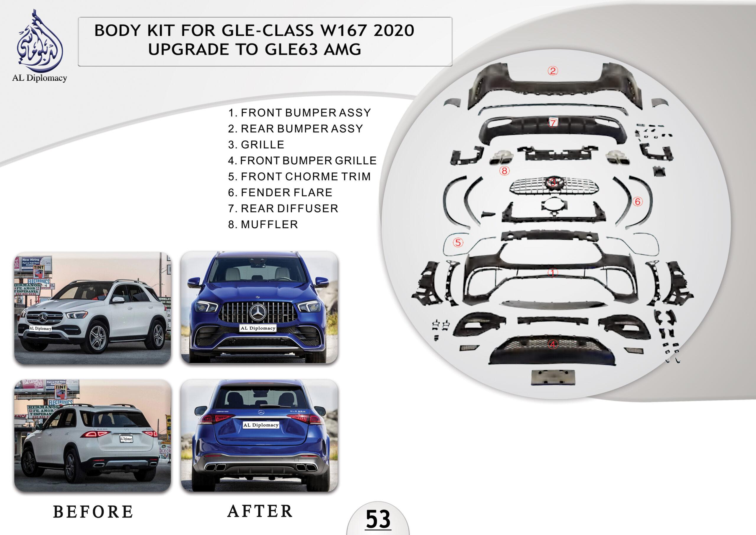 B.53 BODYKIT FOR GLE CLASS W167 2020 UPGRADE TO GLE 63 AMG