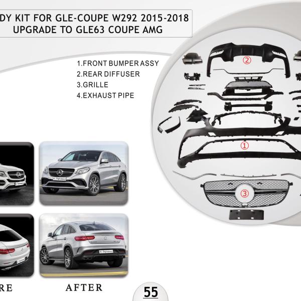 B.55 BODYKIT FOR GLE COUPE C292 2015-2018 UPGRADE TO GLE COUPE AMG