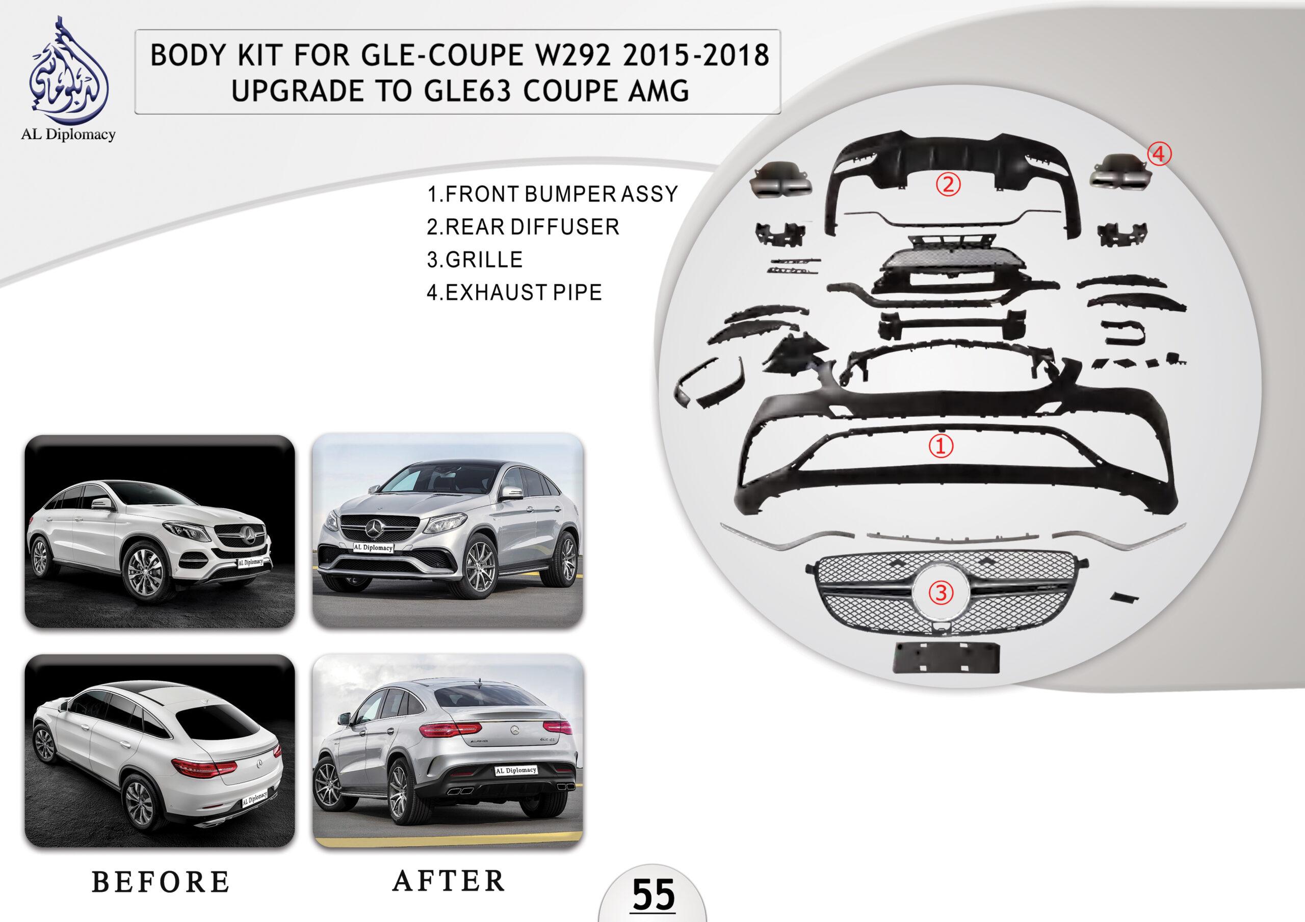 B.55 BODYKIT FOR GLE COUPE C292 2015-2018 UPGRADE TO GLE COUPE AMG