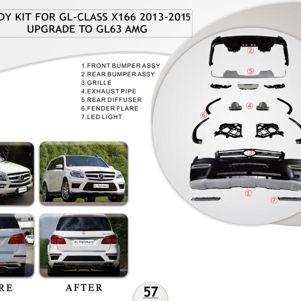 B.57 BODYKIT FOR GL CLASS X166 2013-2015 UPGRADE TO GL63 AMG