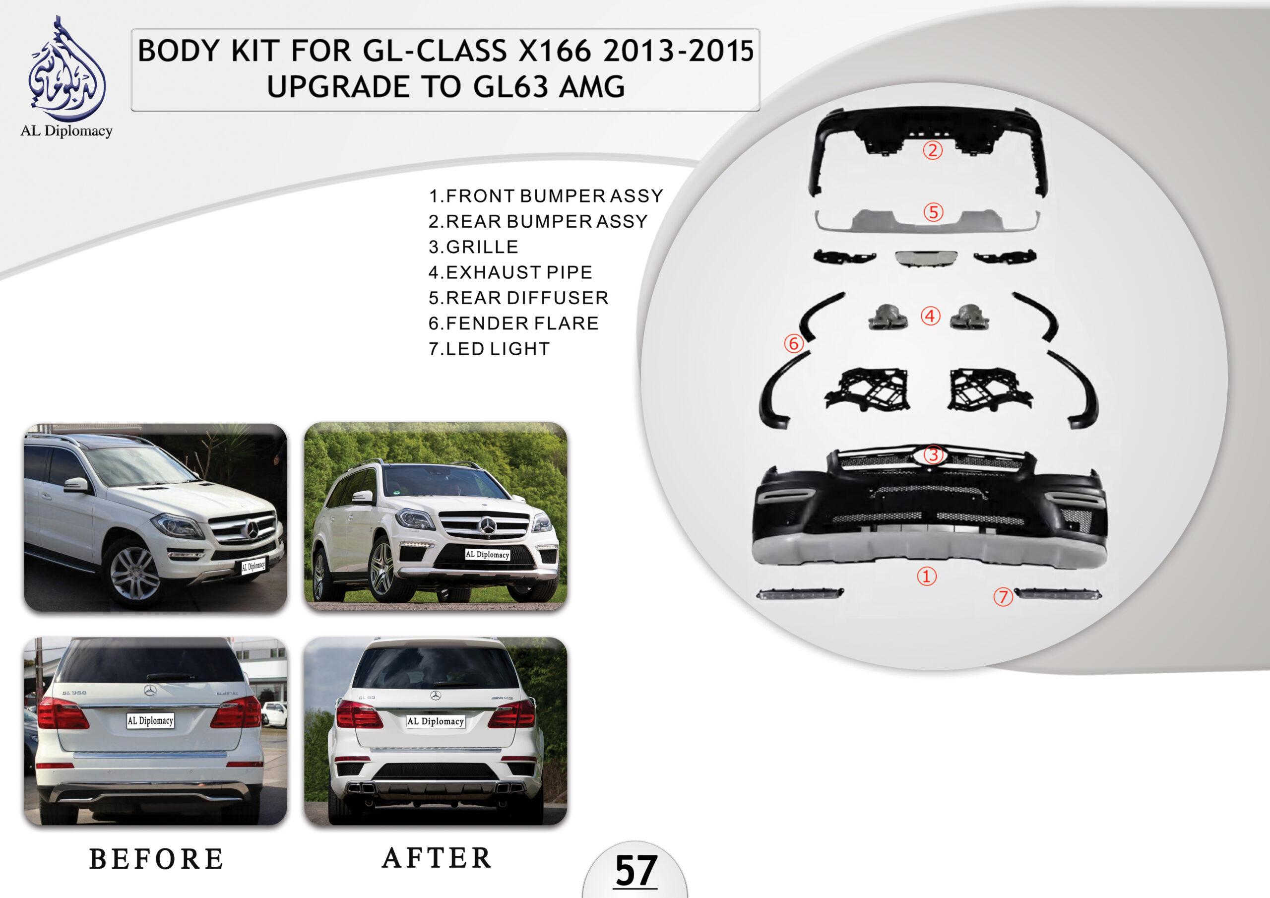 B.57 BODYKIT FOR GL CLASS X166 2013-2015 UPGRADE TO GL63 AMG