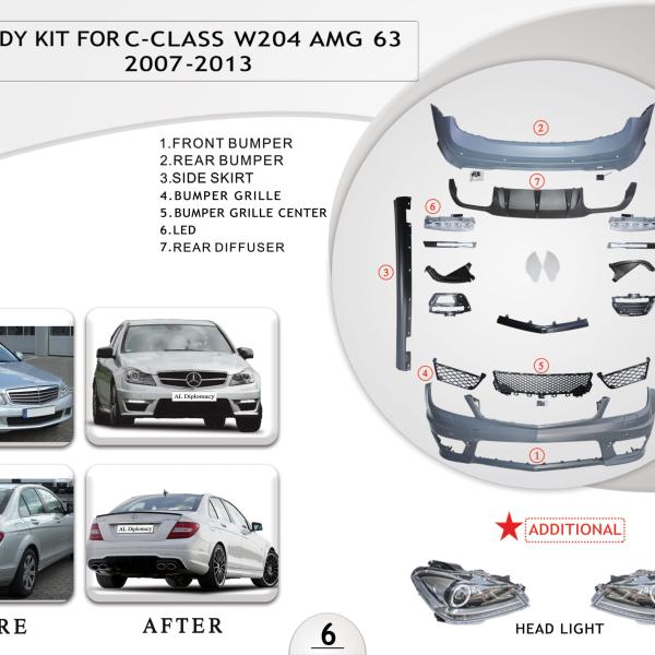 A.6 BODYKIT FOR C CLASS W204 AMG 63 BODYKIT 2007-2013