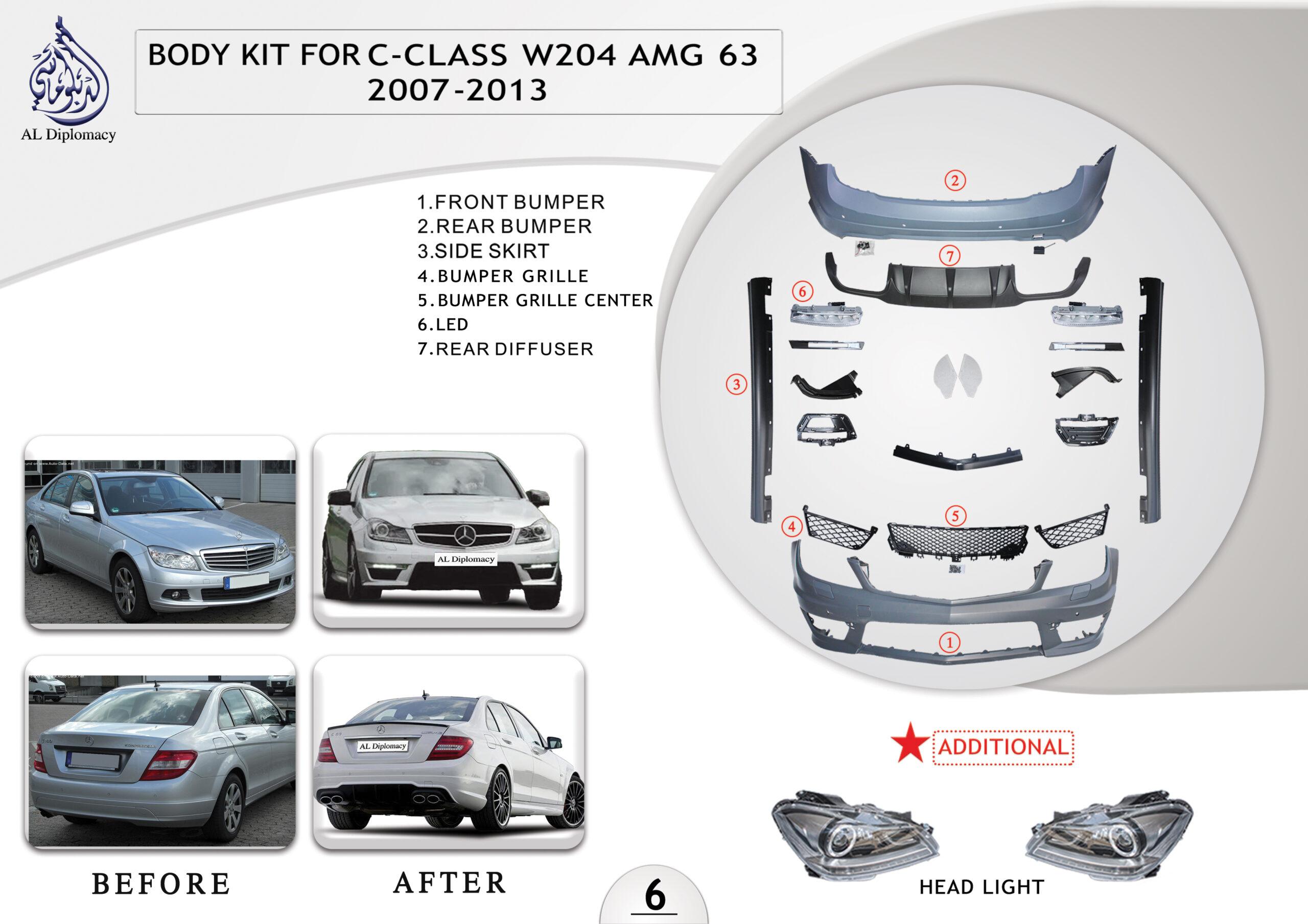 A.6 BODYKIT FOR C CLASS W204 AMG 63 BODYKIT 2007-2013