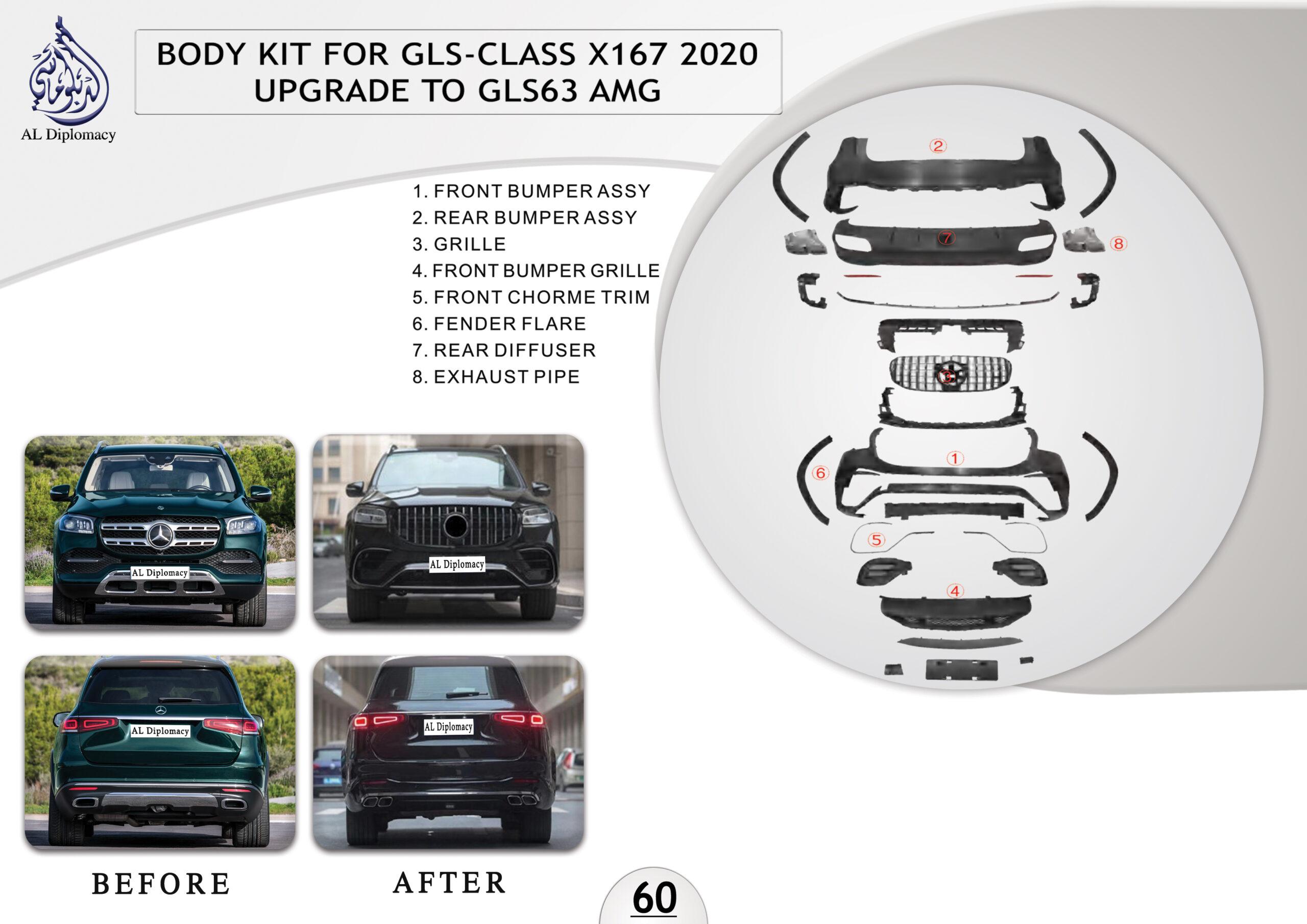 B.60 BODYKIT FOR GLS CLASS X167 2020 UPGRADE TO GLS63 AMG