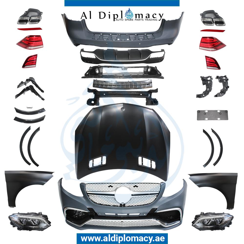 W166 GLE63 FOR ML BODYKIT COMPLETE. FRONT BUMPER REAR BUMPER HOOD FENDER HEADLIGHT STOPLIGHT AND EXHAUST
