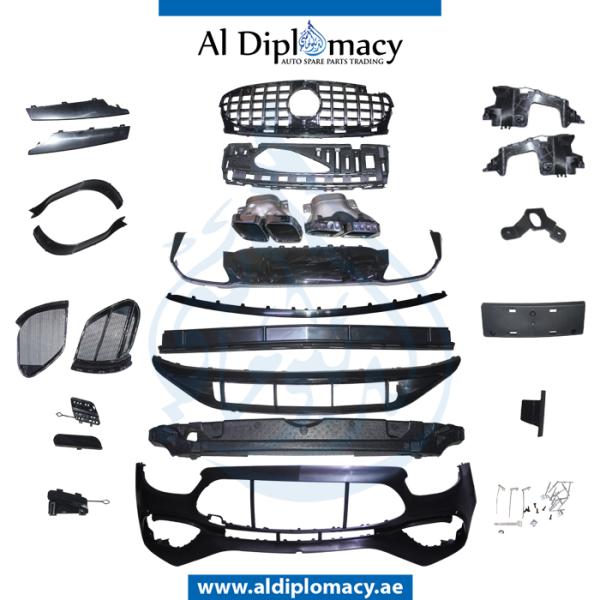 W213 E63 2020-UP BODYKIT COMPLETE. FRONT BUMPER GT GRILLE REAR DIFFUSER AND EXHAUST